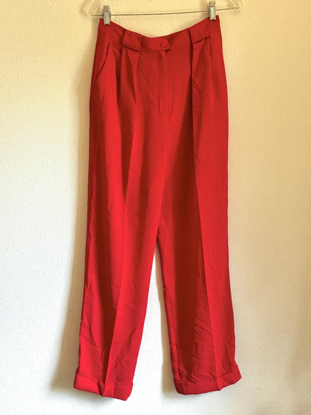 Vintage Tomato Red Jones NY Secretary Work Pants Slacks High Waist Pleated
